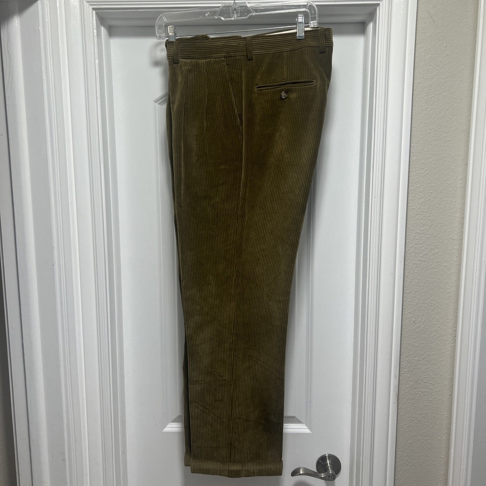 Velluto Duca Visconti Di Modrone Pants Mens 34 x 31 Brown Corduroy Pleated Italy